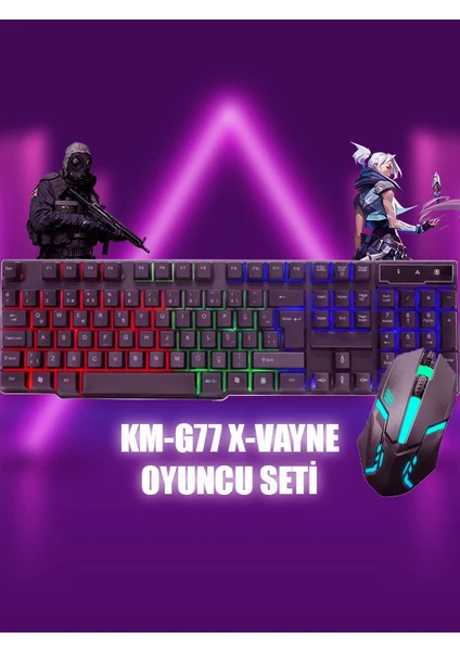 RealForce KM-G77 RGB USB Aydınlatmalı Klavye Mouse Set Siyah (TR-Q)
